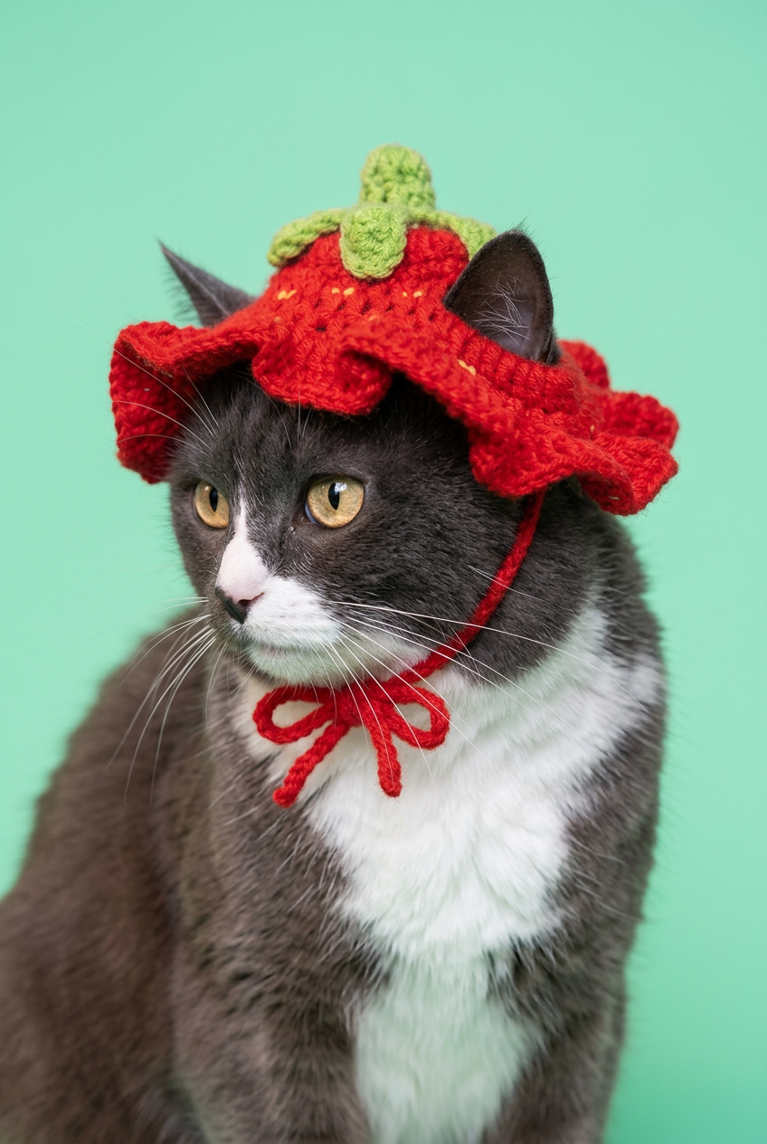 Strawberry Kitty Cap