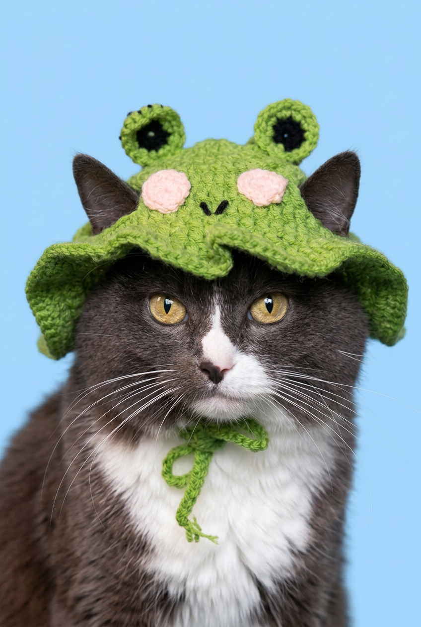 Froggy Kitty Cap